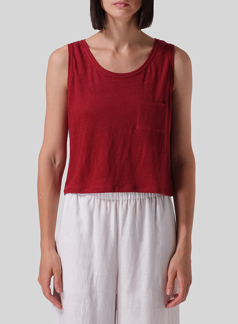 Knitted Linen Sleeveless Short Tank