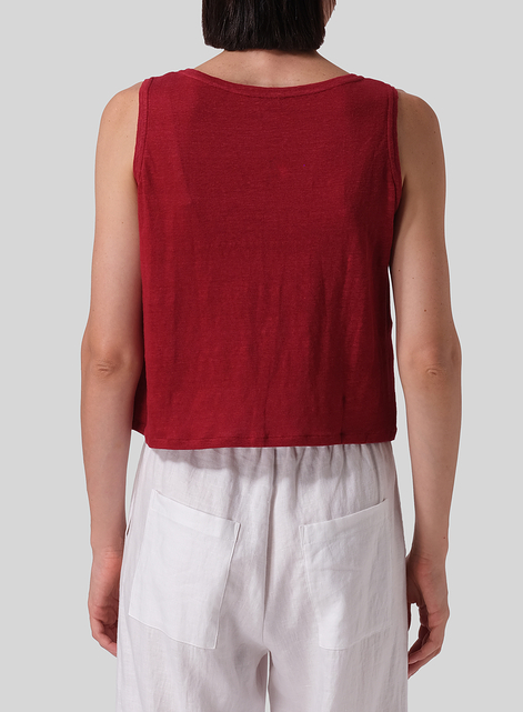 Knitted Linen Sleeveless Short Tank