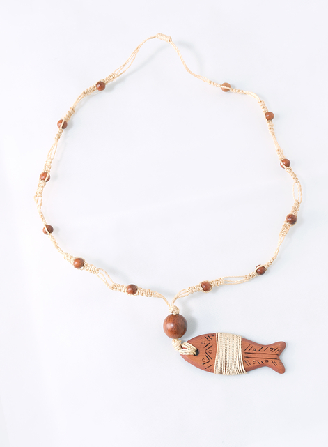 Wooden Fish Pendant Necklace