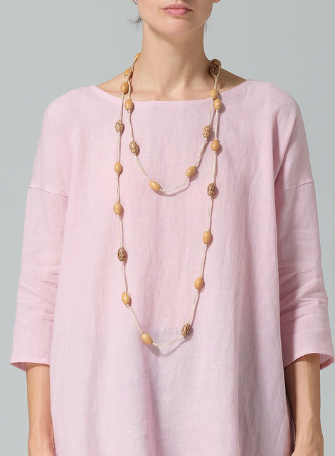 Long Wooden Bead Collar Necklace