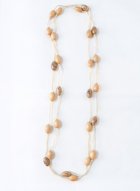 Long Wooden Bead Collar Necklace