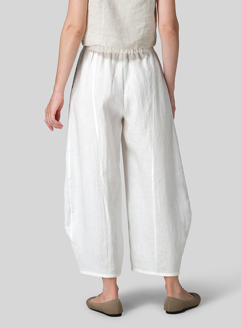 Linen Embroidered Cropped Pants