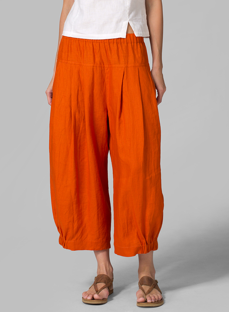 Linen Crumple Effect Harem Pants