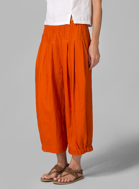 Linen Crumple Effect Harem Pants