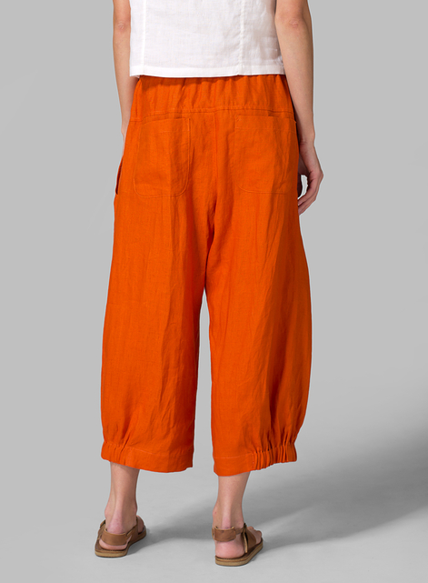 Linen Crumple Effect Harem Pants