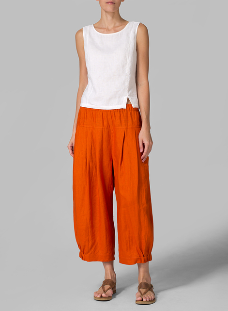 Linen Crumple Effect Harem Pants