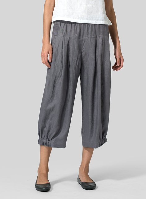 Linen Crumple Effect Harem Pants