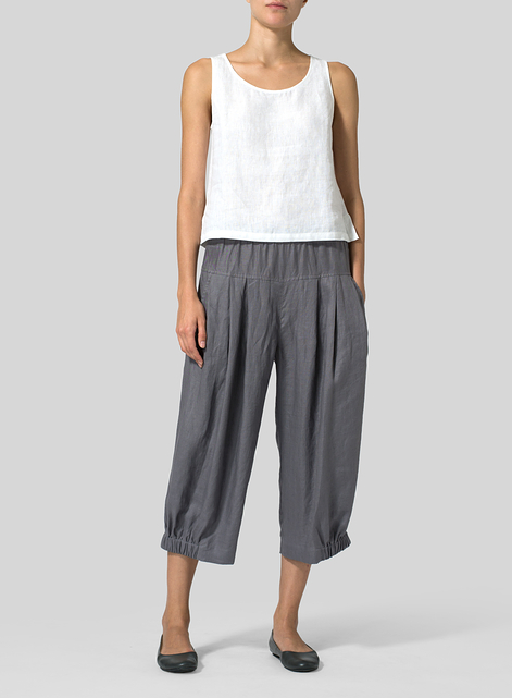 Linen Crumple Effect Harem Pants