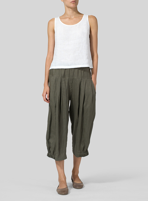 Linen Crumple Effect Harem Pants