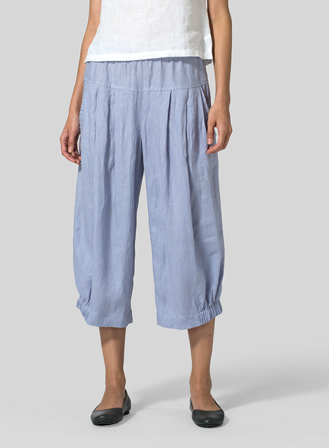 Linen Crumple Effect Harem Pants