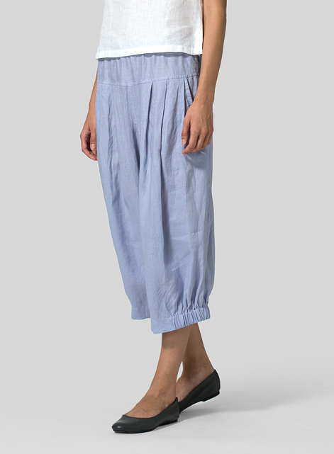 Linen Crumple Effect Harem Pants