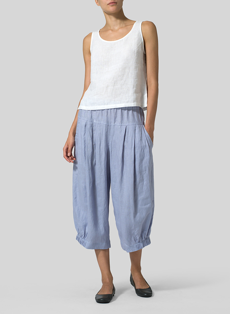 Linen Crumple Effect Harem Pants