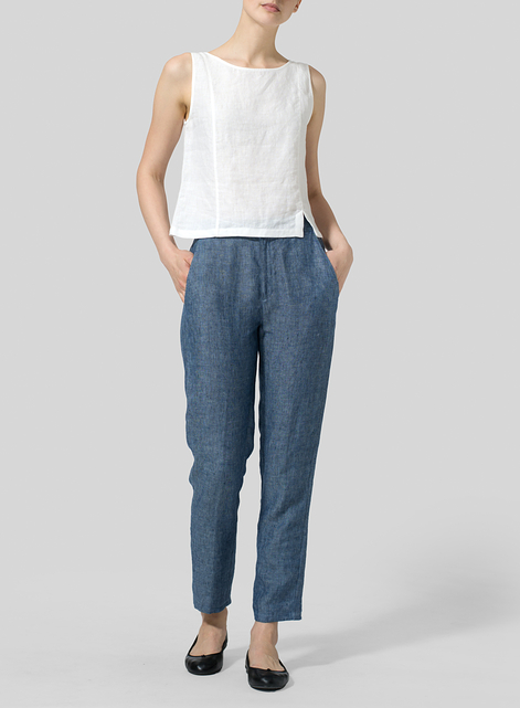 Linen Slim Ankle Pants