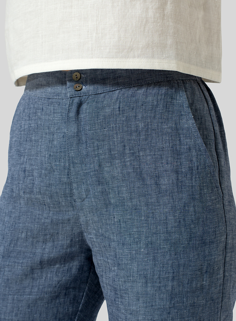 Linen Slim Ankle Long Pants