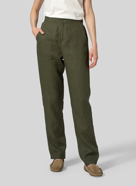 Linen Slim Ankle Long Pants