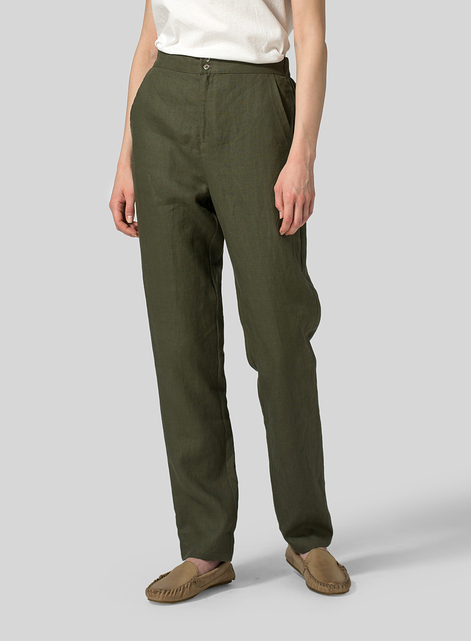 Linen Slim Ankle Long Pants