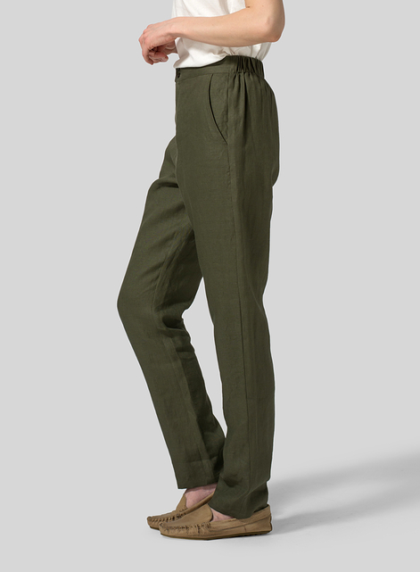 Linen Slim Ankle Long Pants