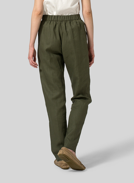 Linen Slim Ankle Long Pants