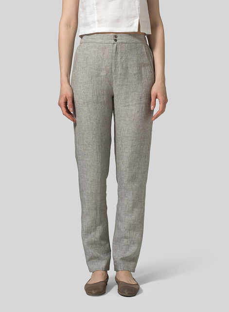 Linen Slim Ankle Long Pants