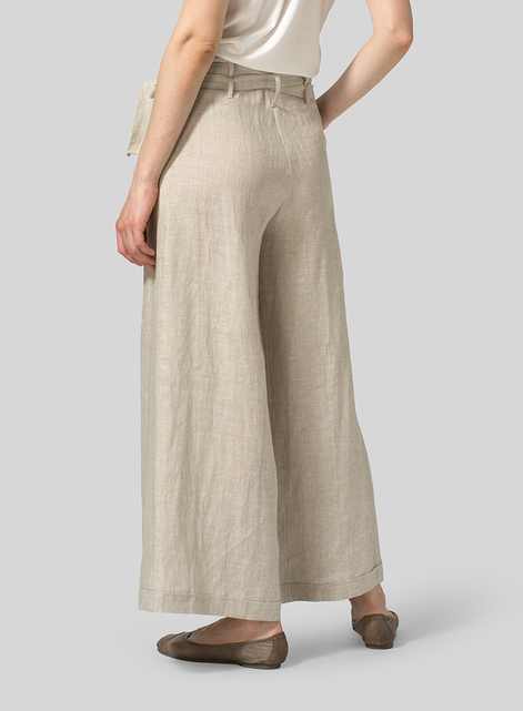 Linen Wide-Leg Extra Long Pants