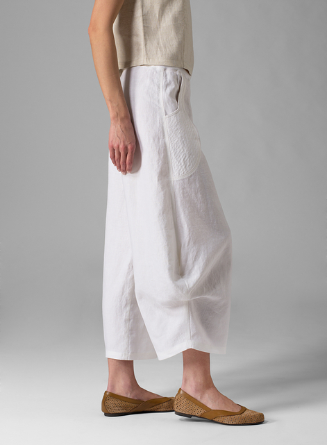 Linen Flared Leg Crop Pants