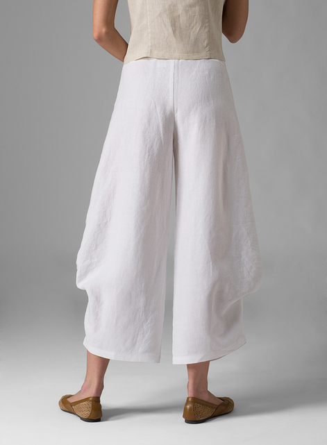 Linen Flared Leg Crop Pants