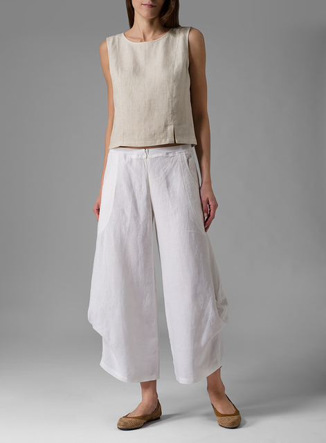 Linen Flared Leg Crop Pants