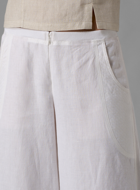 Linen Flared Leg Crop Pants