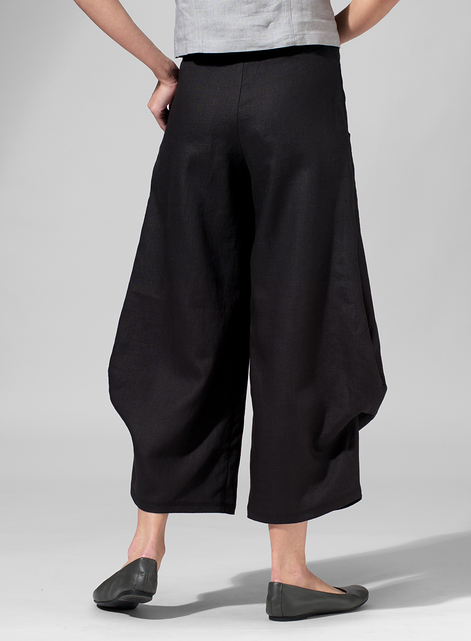 Linen Flared Leg Crop Pants