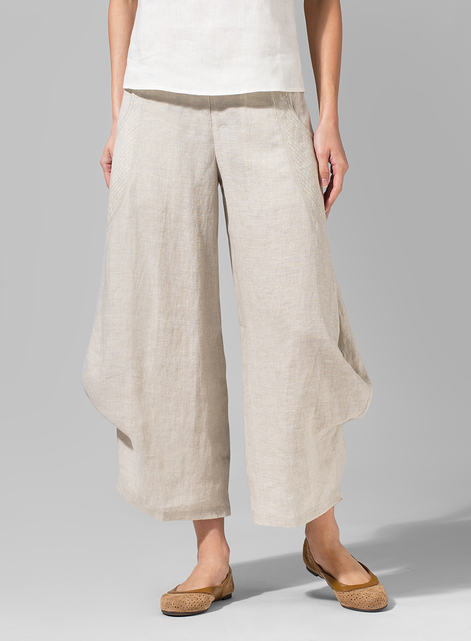 Linen Flared Leg Crop Pants