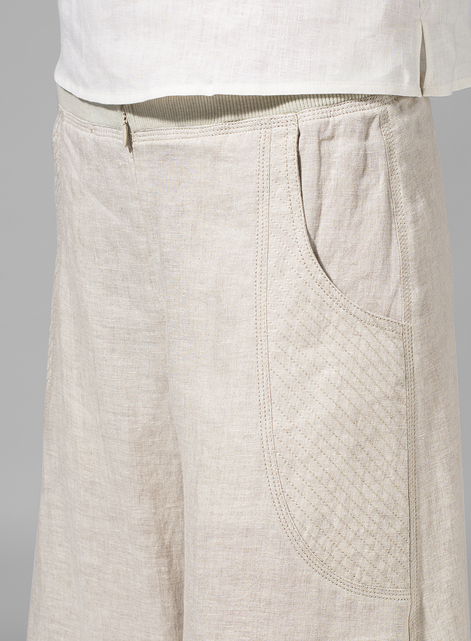 Linen Flared Leg Crop Pants