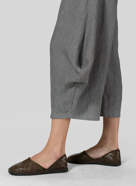 Linen Flared Leg Crop Pants