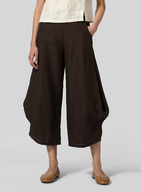 Linen Flared Leg Crop Pants