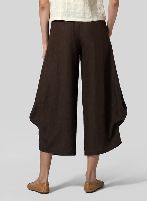 Linen Flared Leg Crop Pants