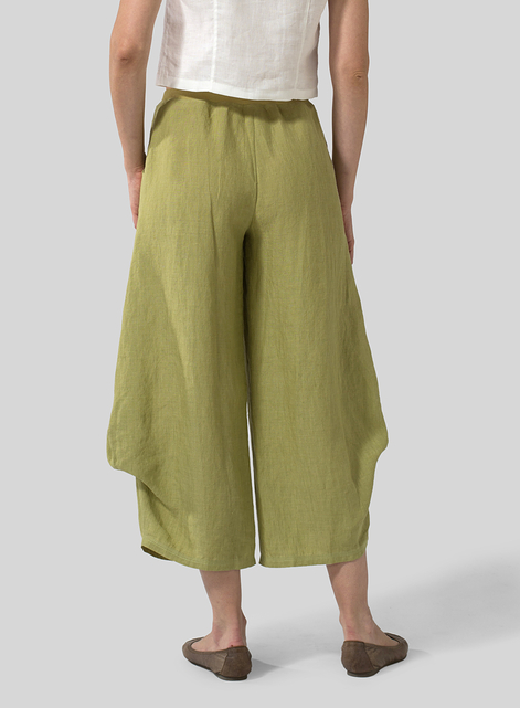 Linen Flared Leg Crop Pants