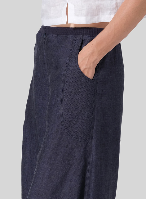 Linen Flared Leg Crop Pants