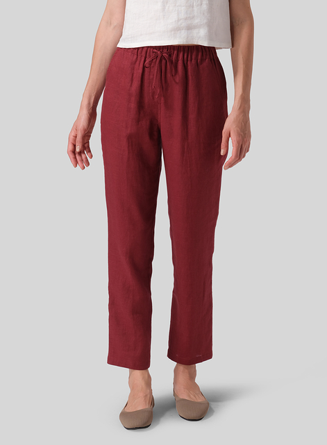 Linen Casual Ankle Length Pants