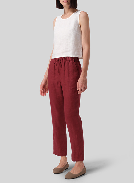 Linen Casual Ankle Length Pants