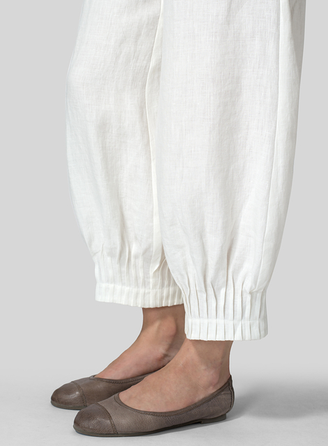 Linen Pleated Cuff Crop Pants