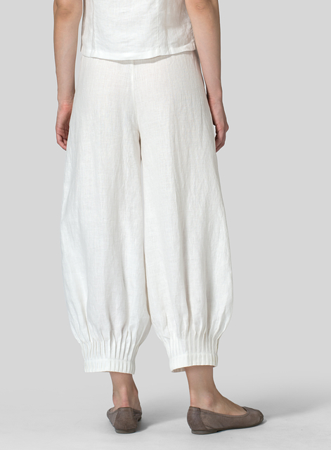 Linen Pleated Cuff Crop Pants