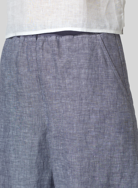 Linen Pleated Cuff Crop Pants