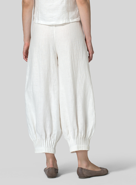 Linen Pleated Cuff Crop Pants