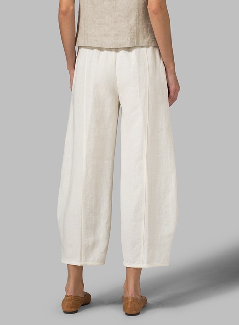 Linen Embroidered Crop Pants