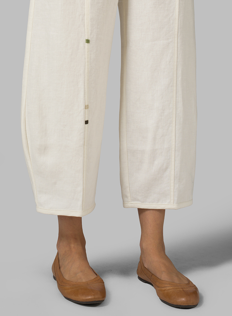 Linen Embroidered Crop Pants