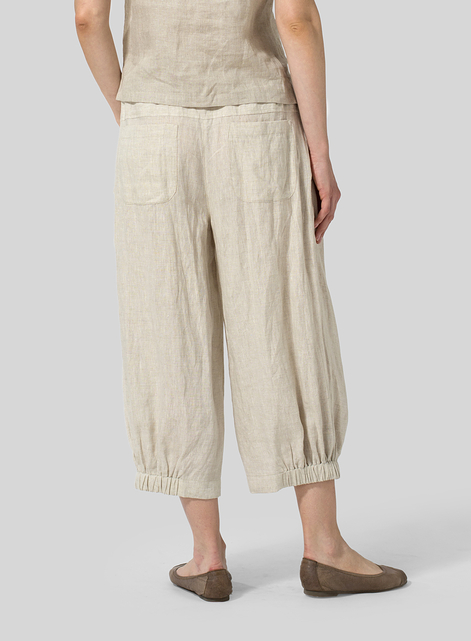 Linen Crumple Effect Harem Pants (Long)