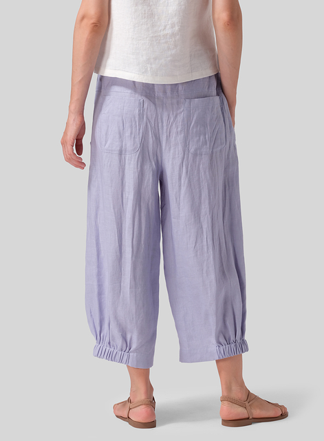 Linen Crumple Effect Harem Pants (Long)