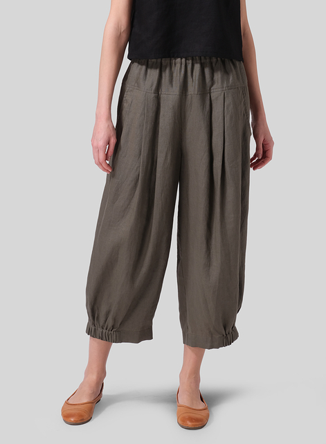 Linen Crumple Effect Harem Pants (Long)