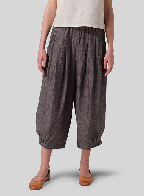 Linen Crumple Effect Harem Pants (Long)