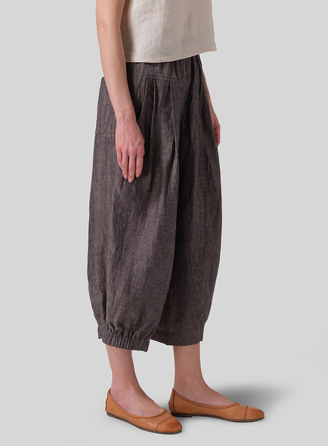 Linen Crumple Effect Harem Pants (Long)