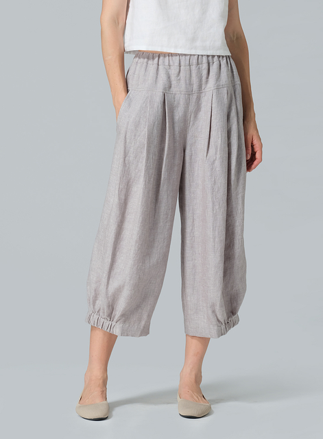 Linen Crumple Effect Harem Pants (Long)